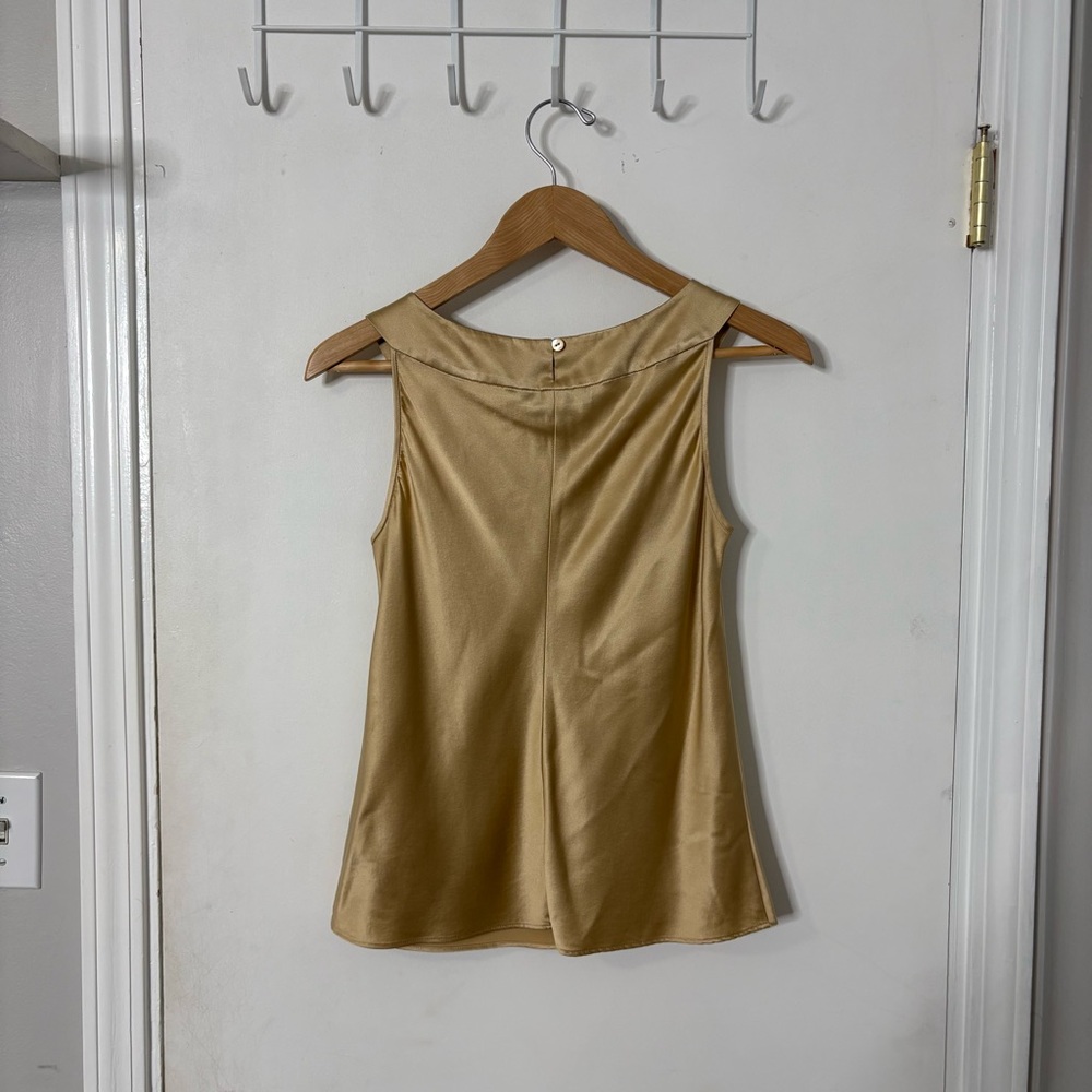 Lafayette 148 New York 100% Silk Gold Sleeveless Blouse Top - Picture 2 of 7